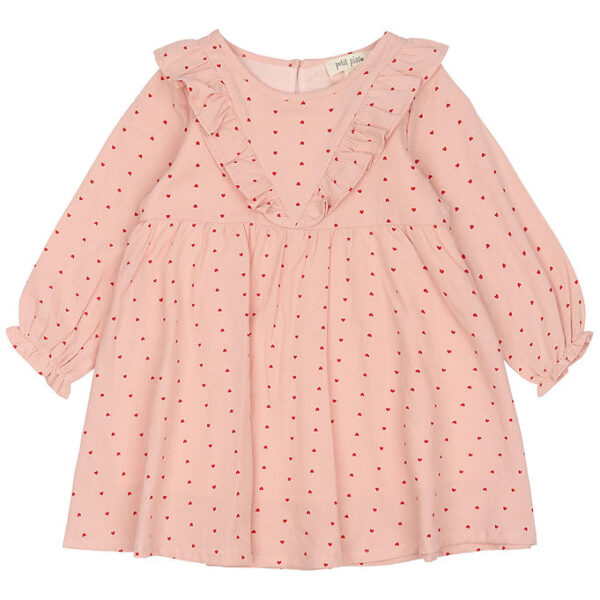 Petit Piao Kjole - Pink Heart m. Flæser