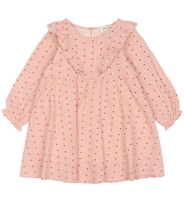 Petit Piao Kjole - Pink Heart m. Flæser