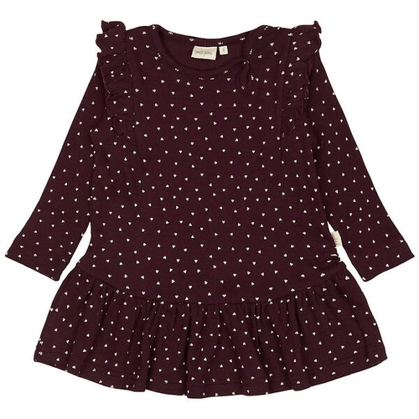 Petit Piao Kjole - Rib - Modal - Dark Grape m. Hjerter Petit Piao Kjole - Rib - Modal - Dark Grape m. Hjerter