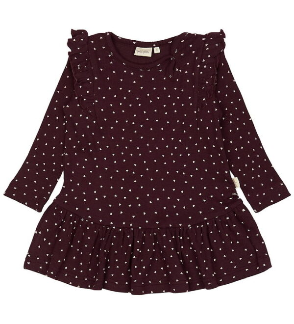 Petit Piao Kjole - Rib - Modal - Dark Grape m. Hjerter Petit Piao Kjole - Rib - Modal - Dark Grape m. Hjerter