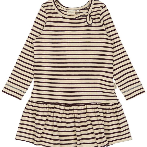 Petit Piao Kjole - Rib - Modal - Dark Grape/Off White