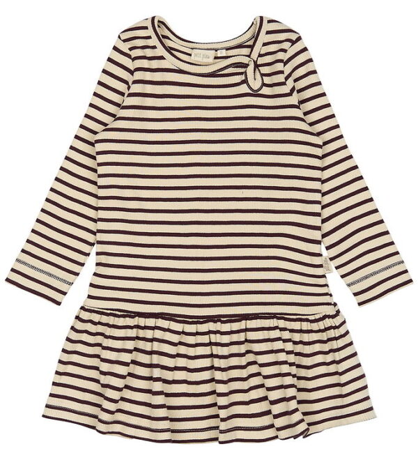 Petit Piao Kjole - Rib - Modal - Dark Grape/Off White