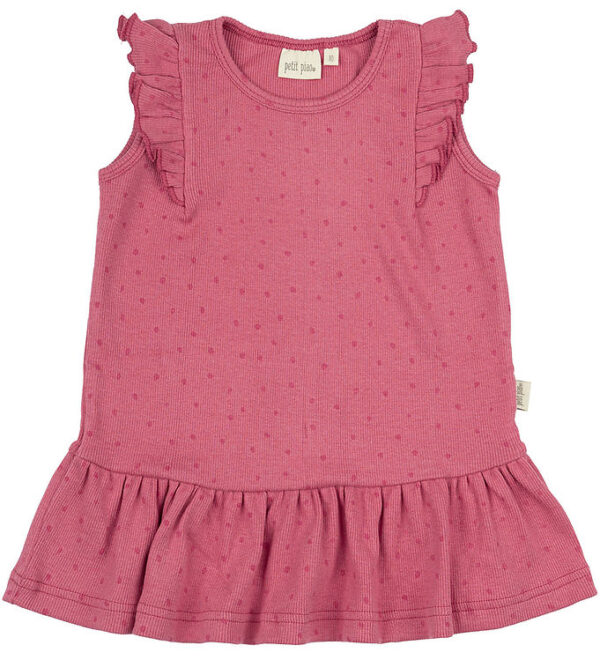 Petit Piao Kjole - Rib - Modal- Frill Dot - Light Berry Petit Piao Kjole - Rib - Modal- Frill Dot - Light Berry