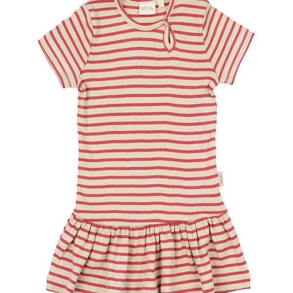 Petit Piao Kjole - Rib - Modal - Light Berry/Dark Off White