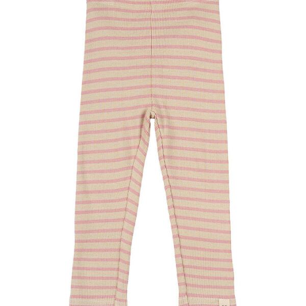 Petit Piao Leggings - Rib - Modal - Bright Rose/Dark Off White