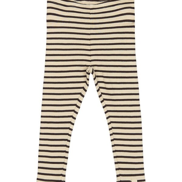 Petit Piao Leggings - Rib - Modal - Coffee Bean/Off White