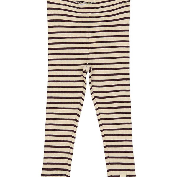 Petit Piao Leggings - Rib - Modal - Dark Grape/Off White