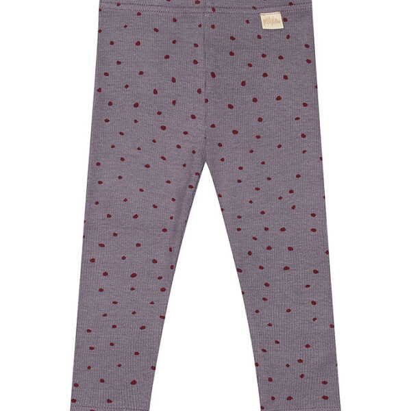 Petit Piao Leggings - Rib - Modal - Dusty Violet Dot