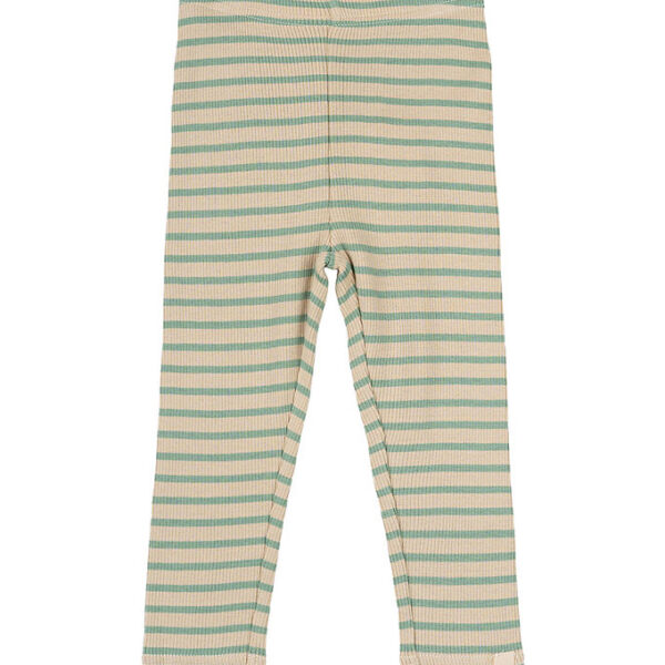 Petit Piao Leggings - Rib - Modal - Granite Green/Dark Off White