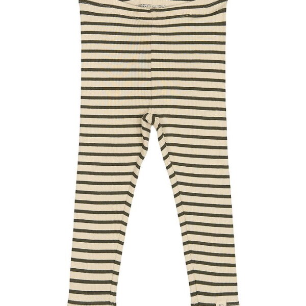 Petit Piao Leggings - Rib - Modal - Green Leaf/Off White