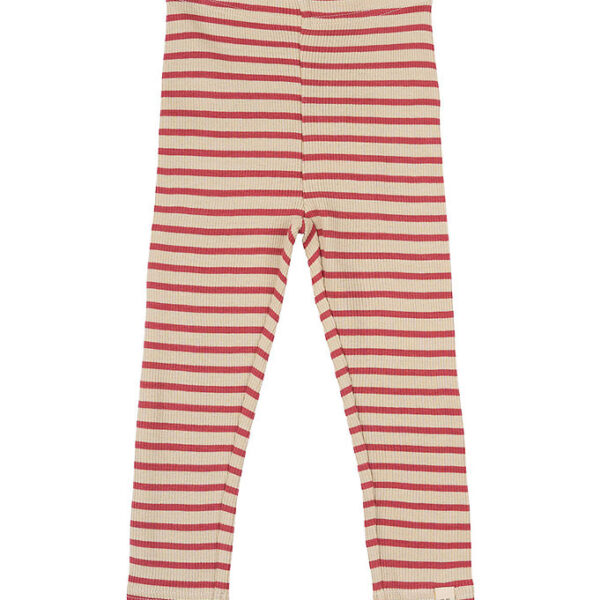 Petit Piao Leggings - Rib - Modal - Light Berry/Dark Off White