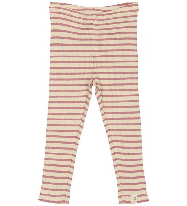 Petit Piao Leggings - Rib - Modal - Nostalgic Rose/Off White Petit Piao Leggings - Rib - Modal - Nostalgic Rose/Off White