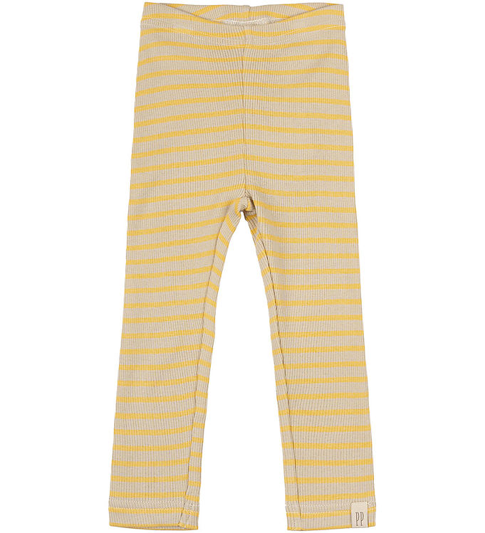 Petit Piao Leggings - Rib - Modal - Yellow Sun/Dark Off White Petit Piao Leggings - Rib - Modal - Yellow Sun/Dark Off White