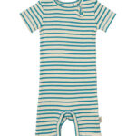 Petit Piao Sommerdragt - Rib - Modal - Turquise/Dark Off White