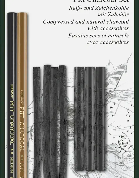 Pitt charcoal sæt Faber-Castell pencil, kul og knetgummi