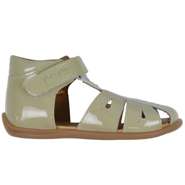 Pom Pom Sandaler - Starters Drops Velcro - Dusty Olive Patent