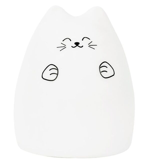 Rabbit & Friends Lampe - 15x11 cm - Kat - Hvid Rabbit & Friends Lampe - 15x11 cm - Kat - Hvid