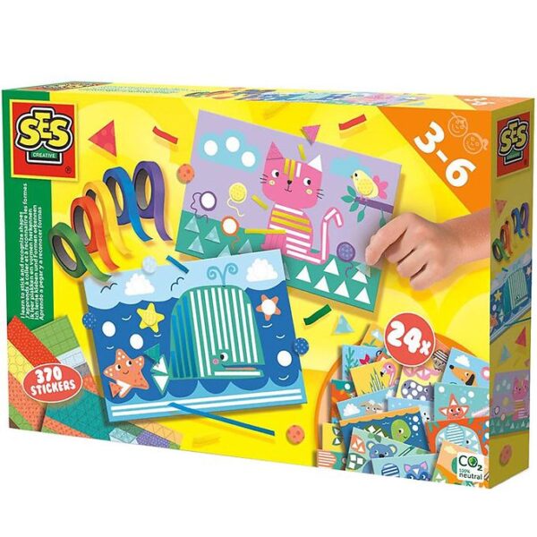 SES Creative Aktivitetssæt - Lær Former m. Tape - Dyr