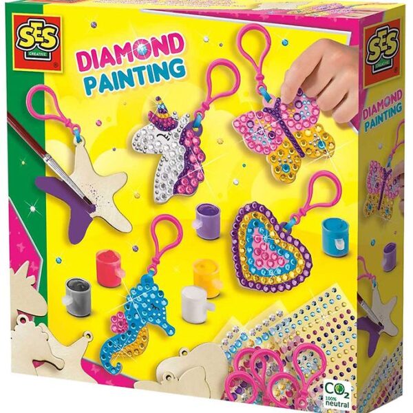 SES Creative Aktivitetssæt - Mal Med Diamanter - Nøglevedhæng