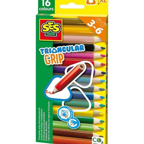 SES Creative - Farveblyanter - Trekantede - 16 Stk.