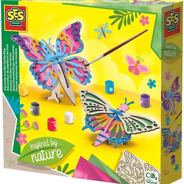 SES Creative Kreasæt - Dekorer Sommerfugle I Træ