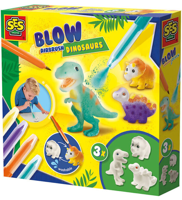 SES Creative Kreasæt - Pustetuscher - Dinosaurer