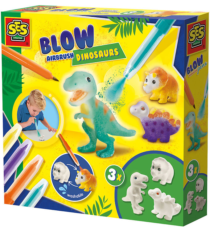 SES Creative Kreasæt - Pustetuscher - Dinosaurer