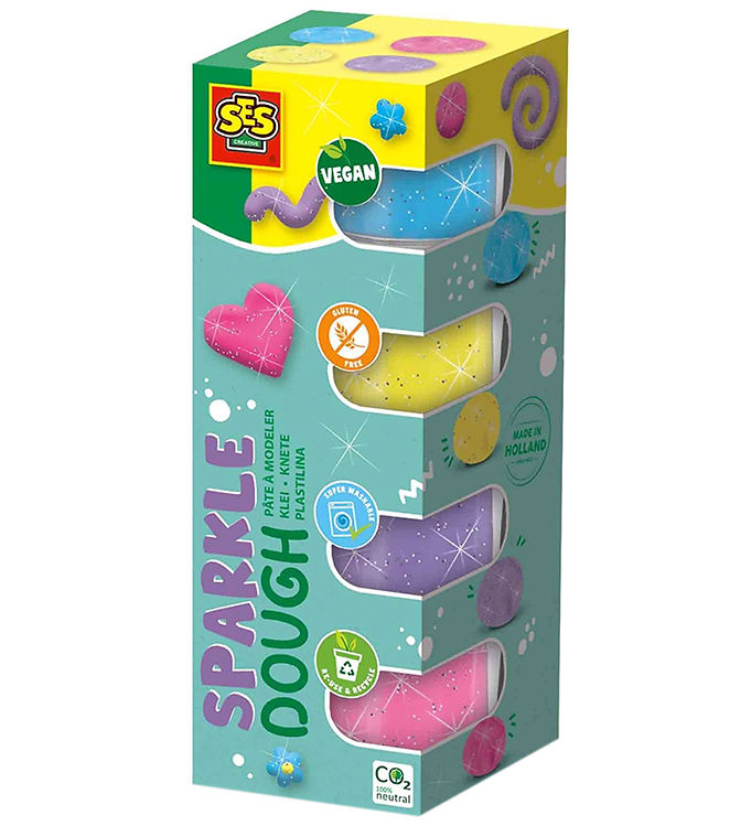 SES Creative Modellervoks - 4x90gr - Silkeblød Glitter