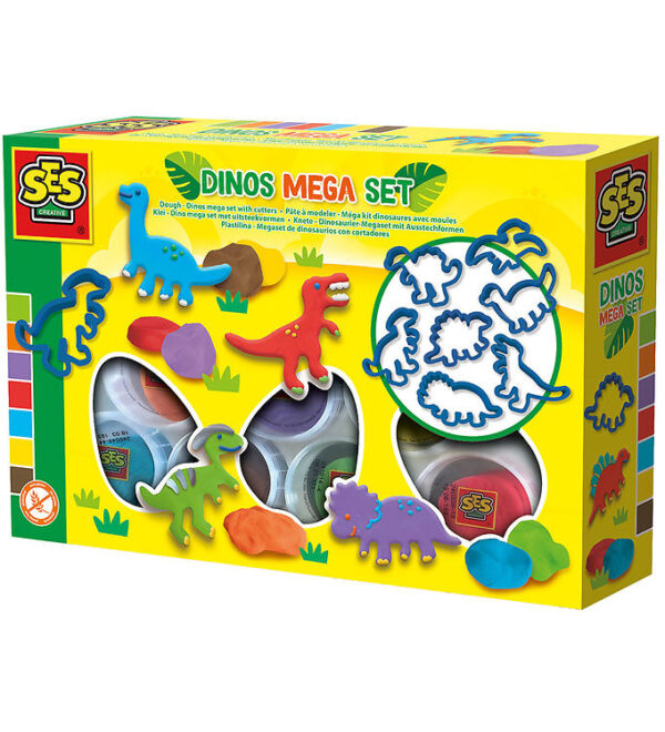 SES Creative Modellervoks - Dino Megasæt med Udstikkere SES Creative Modellervoks - Dino Megasæt med Udstikkere