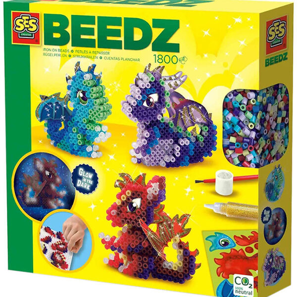 SES Creative Perler - Strygeperler - 1800 stk - 3D Drage