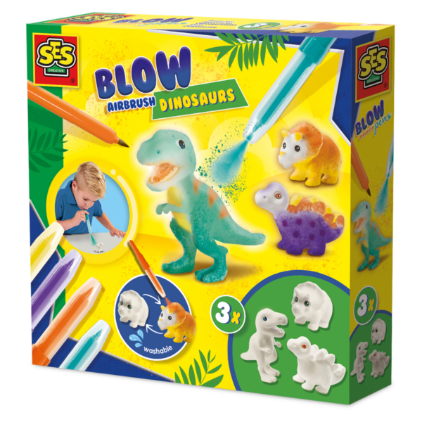 SES Creative | Pustetusser - Dekorér dinosaurer, 4 stk