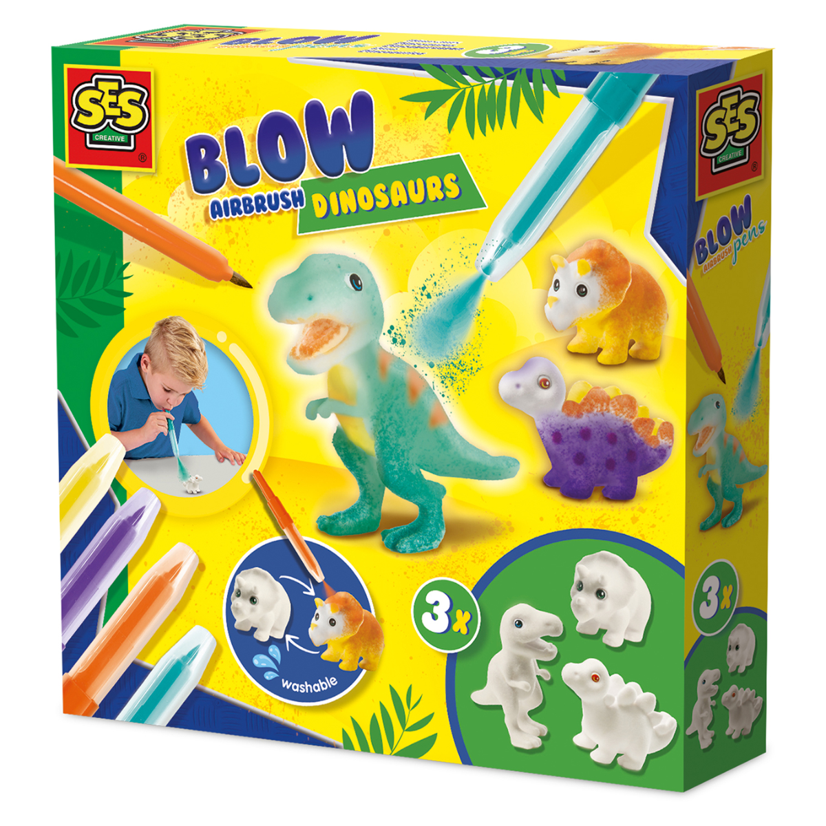 SES Creative | Pustetusser - Dekorér dinosaurer, 4 stk