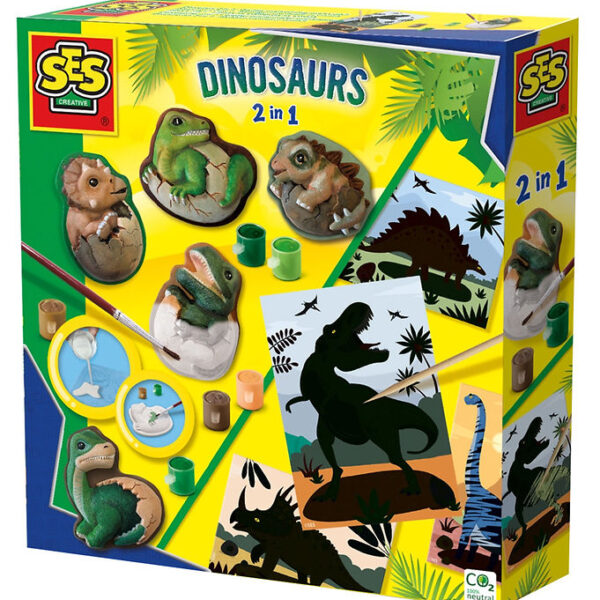 SES Creative - Støb & Mal - Dinoer m. Skrabeark