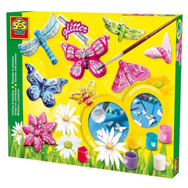 SES Creative Støb og Mal - Sommerfugle m. Glitter