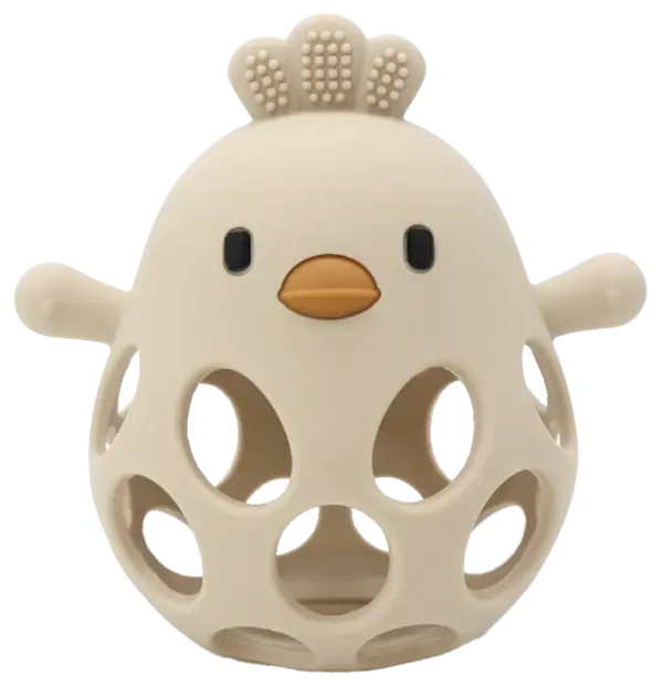 Sansebold med ælling i LFGB silikone, beige