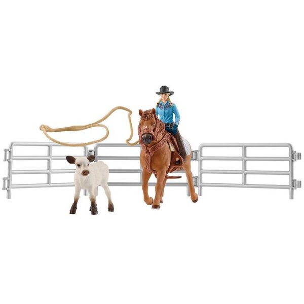 Schleich Farm World - Cowgirl Team Roping Fun