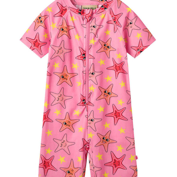 Småfolk Badeheldragt - UV50+ - Bubblegum m. søstjerner Småfolk Badeheldragt - UV50+ - Bubblegum m. søstjerner