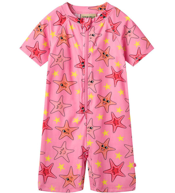 Småfolk Badeheldragt - UV50+ - Bubblegum m. søstjerner