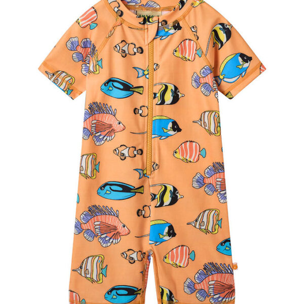 Småfolk Badeheldragt - UV50+ - Papaya m. fisk