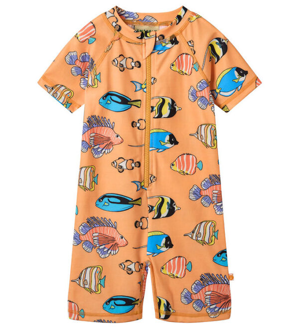 Småfolk Badeheldragt - UV50+ - Papaya m. fisk