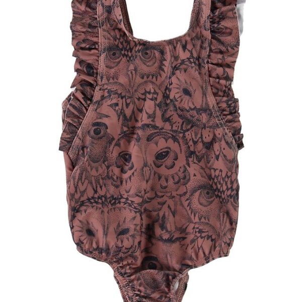 Soft Gallery Badedragt - UV50+ - Ana - Mørk Rosa m. Ugler/Flæser