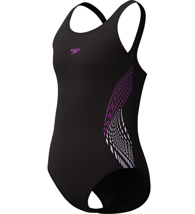 Speedo Badedragt - Placement Muscleback - Sort m. Lilla Speedo Badedragt - Placement Muscleback - Sort m. Lilla