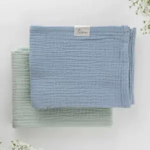 Stofbleer muslin sæt, lysegrøn + lyseblå