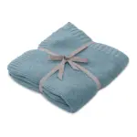 Striktæppe - Misty Blue - økologisk