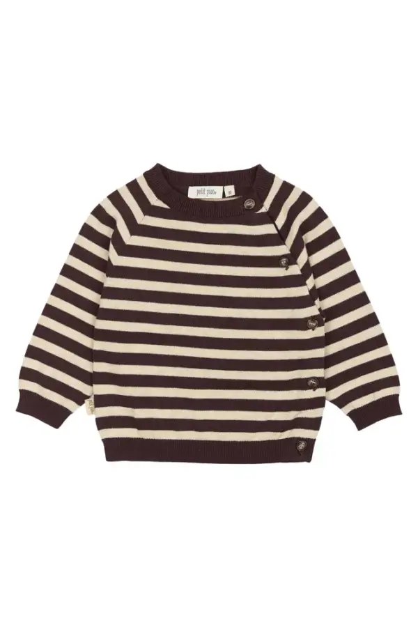 Striktrøje - Off White/Brown - 74