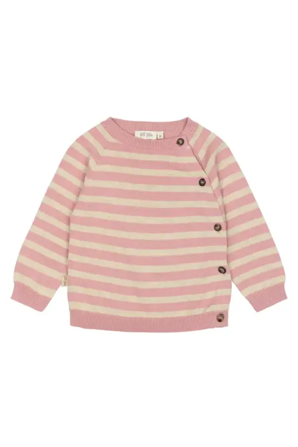 Striktrøje - Off White/Rosa - 74