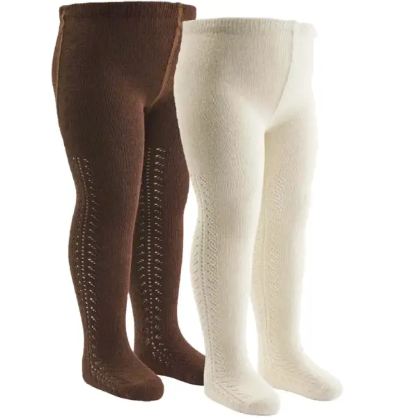 Strømpebukser med hulmønster 2-pak - Bark/ Balsam cream - 80/86