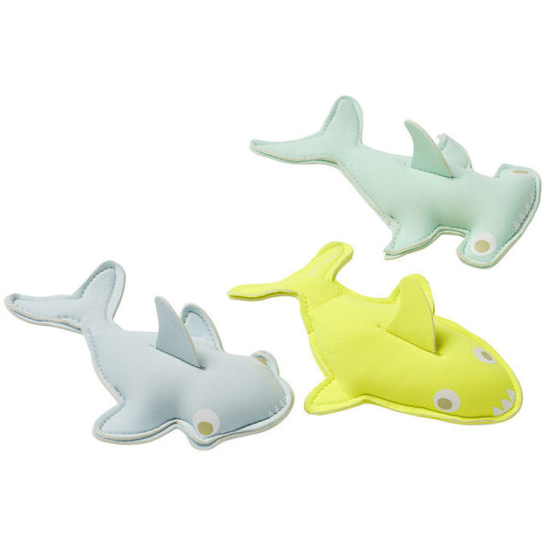 SunnyLife Dykkervægte - 3-pak - Salty The Shark - Aqua Neon Yell