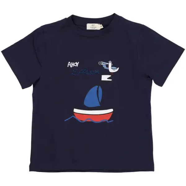 T-shirt m. print - NAVY - 92