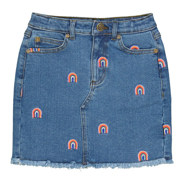 The New Nederdel - TnJanet - Denim - Blå m. Regnbuer The New Nederdel - TnJanet - Denim - Blå m. Regnbuer